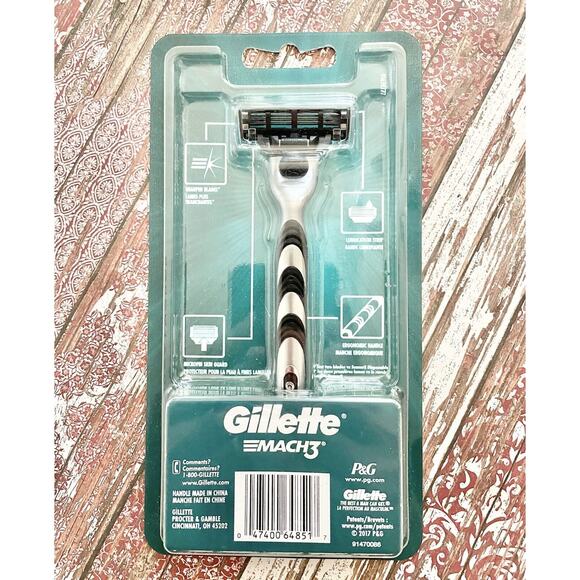Gillette Mach 3 Mens Razor 1 Cartridge 1 Handle Lubricant Strip Travel Size NEW - Picture 5 of 6